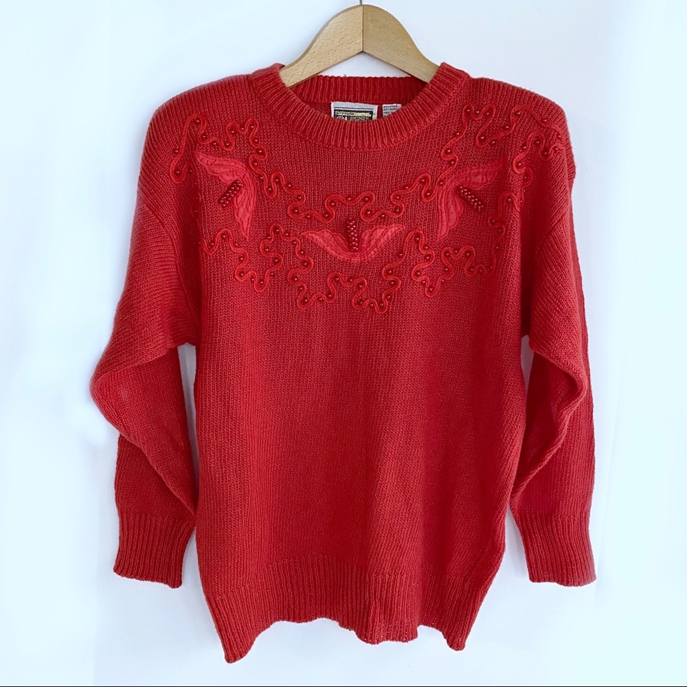 Vintage GLITZ Embroidered & Beaded Sweater Size M